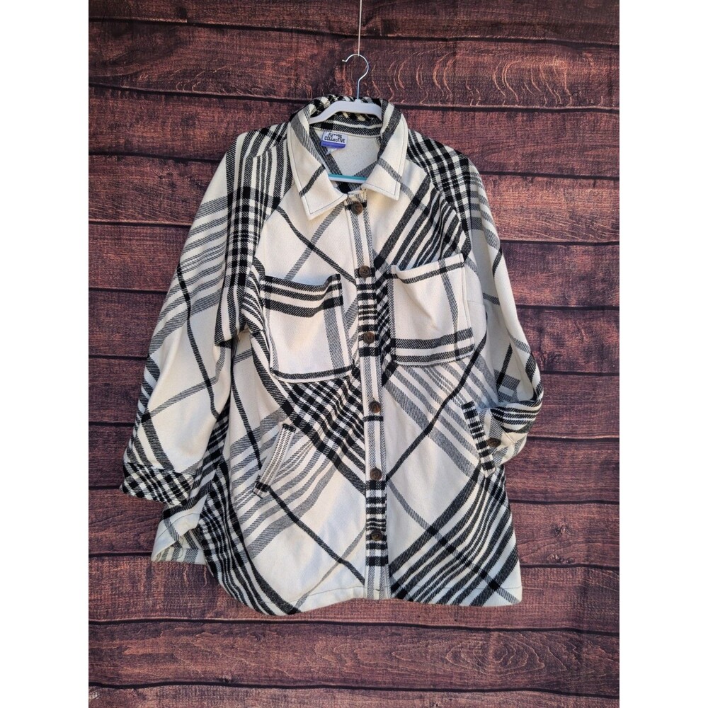Kahlana x Future Collective Black White‎ Plaid Shacket Coat XL